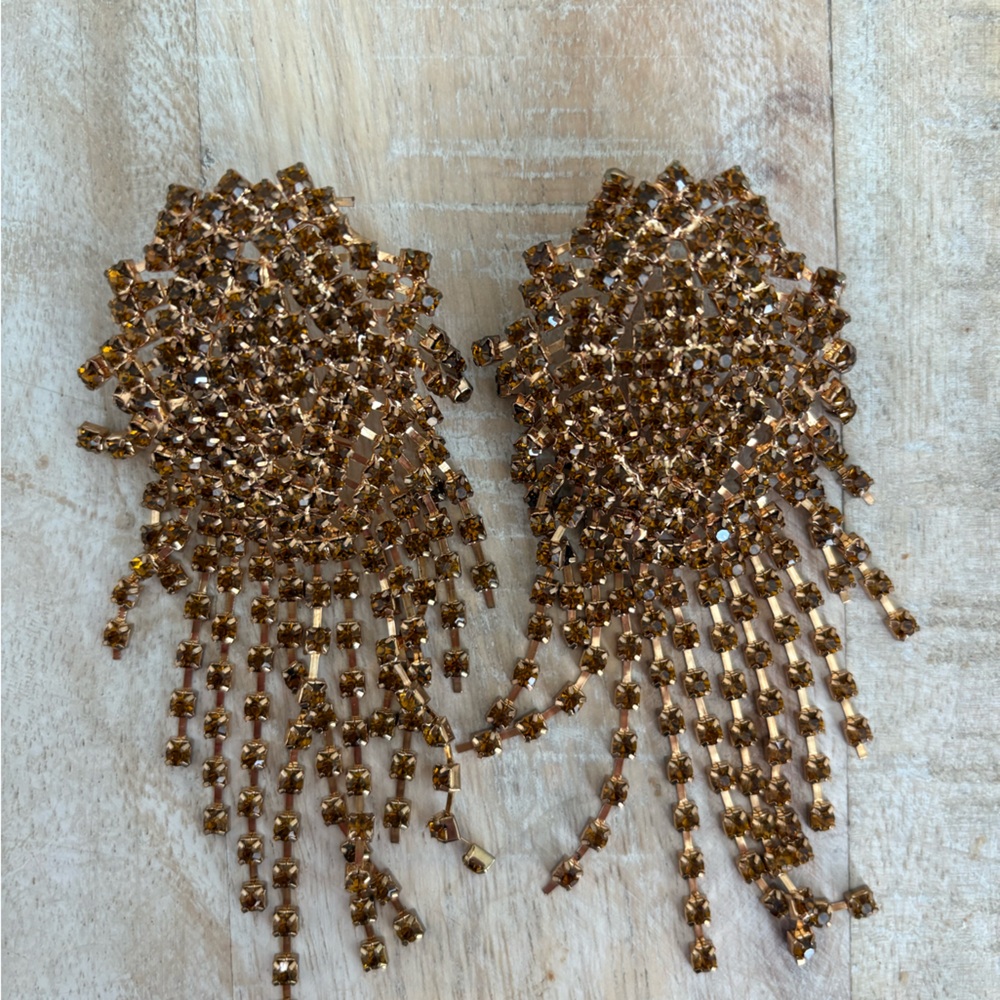 Gold Beaded Fringe Earrings